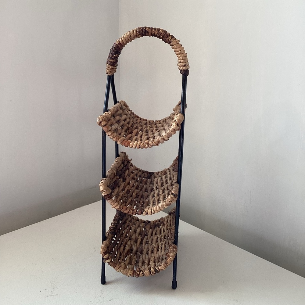 Woven Basket Stand with Black Frame
